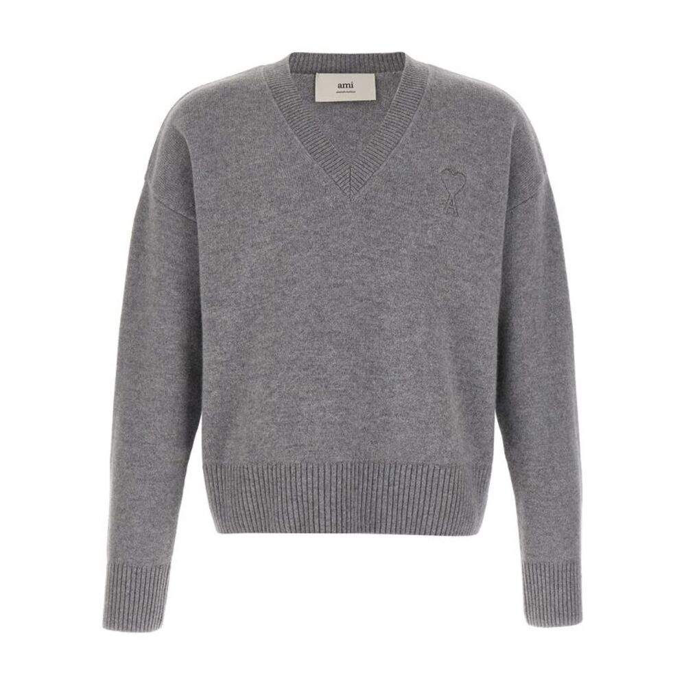 Ami Paris Gray Wool Men's Cardigan